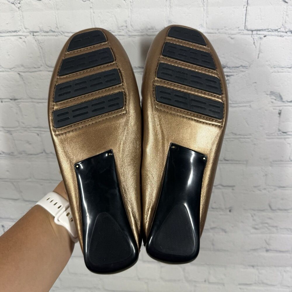 Robert Zur Womens 8.5 Metallic Bronze Gold Woven Leather Driving Loafers Flats - Picture 10 of 13